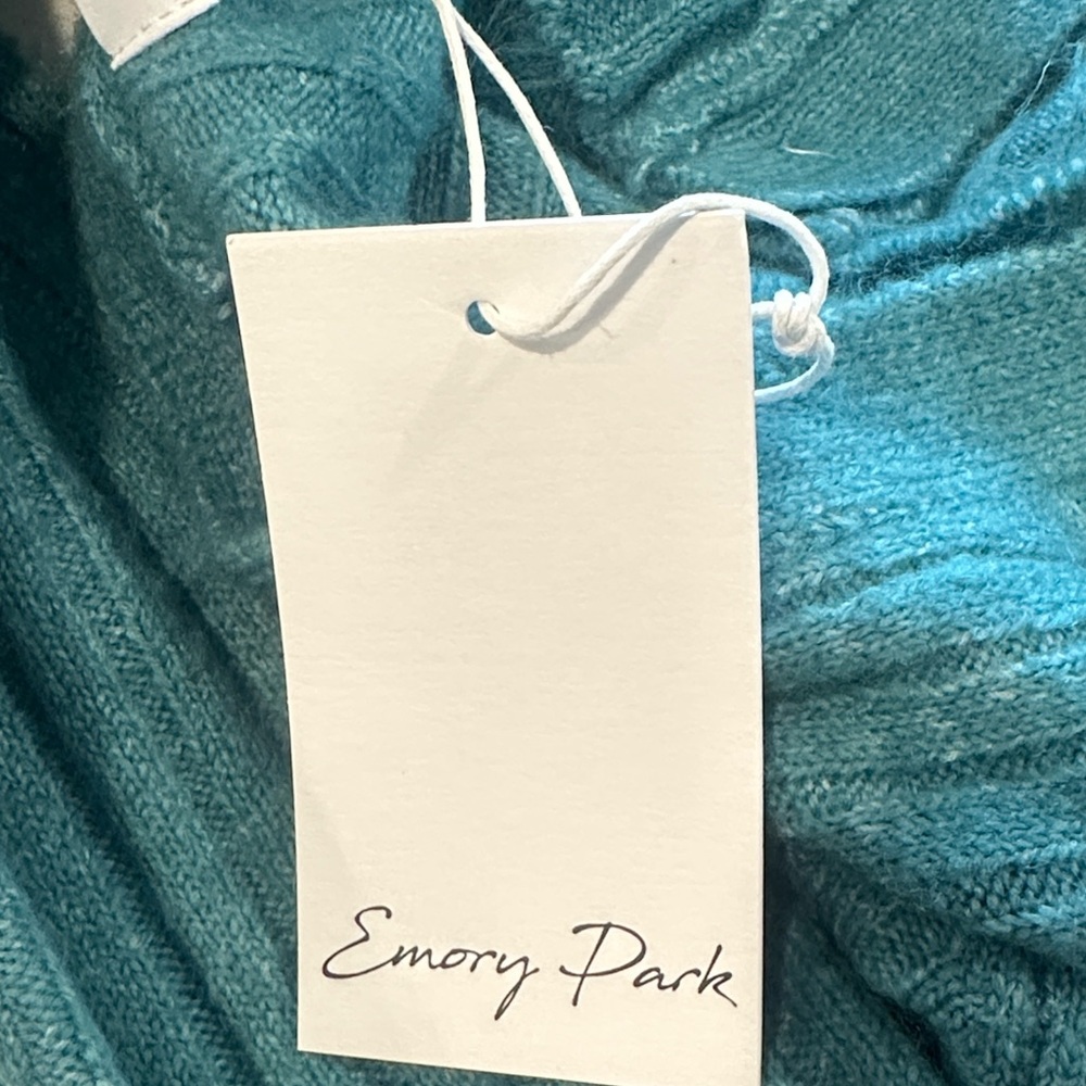 NWT Emory Park Women’s Teal Ribbed Cropped Cardigan Sweater Cozy Y2K Size Small - Picture 5 of 7